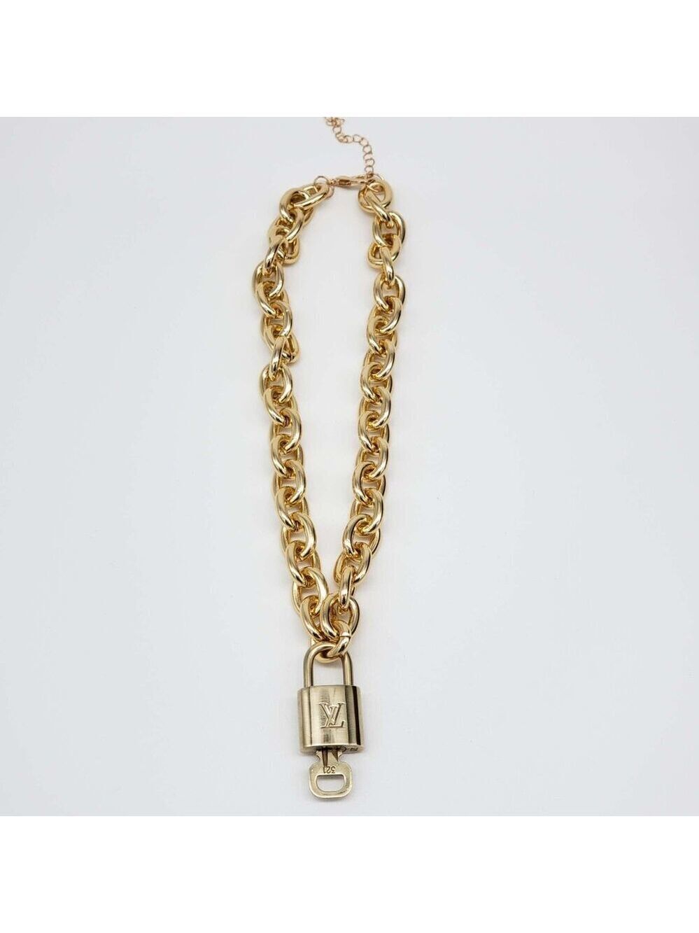 100% Auth Louis Vuitton Lock & Key with Unbranded Gold Plated Chain Necklace